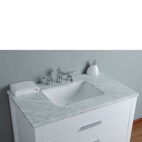 Stufurhome Rochester 36 Inches White Single Sink Bathroom Vanity