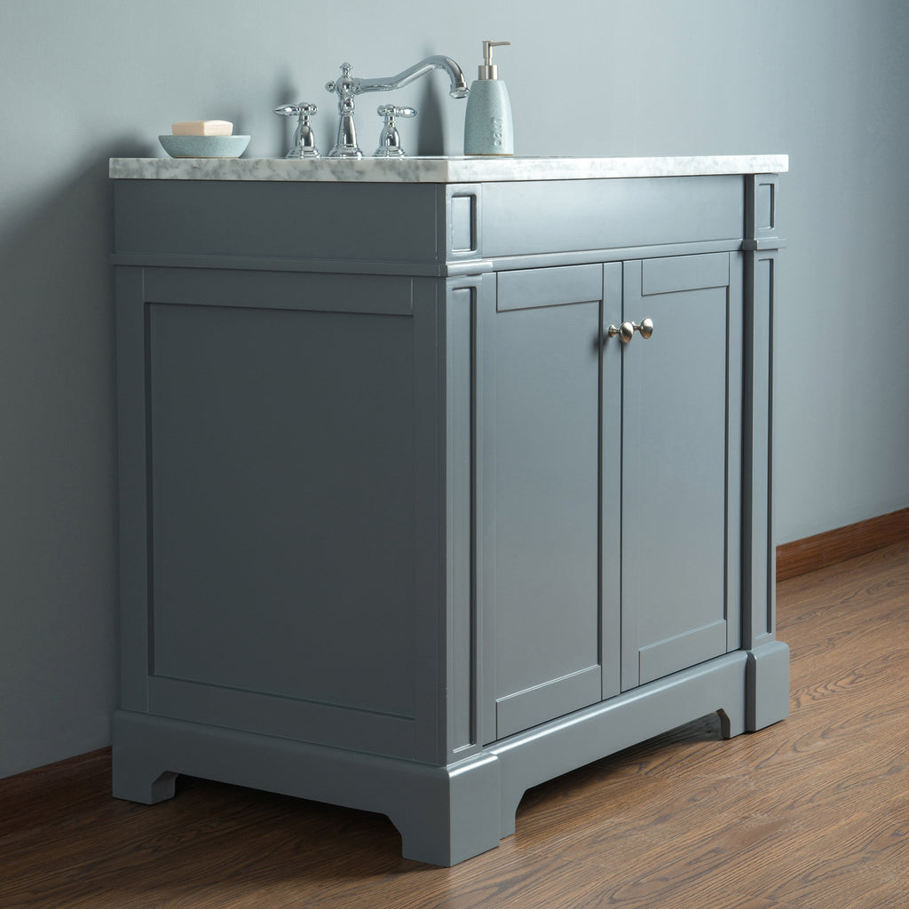 Stufurhome Seine 36 Inches Grey Single Sink Bathroom Vanity