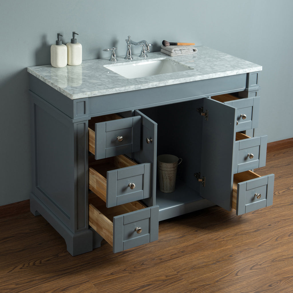 Stufurhome Seine 48 Inches Grey Single Sink Bathroom Vanity