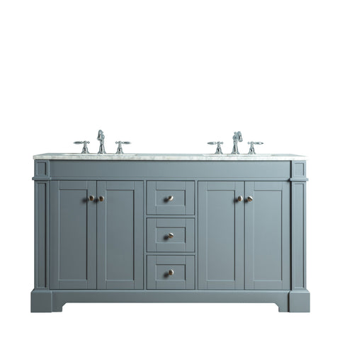 Stufurhome Seine 60 Inches Grey Double Sink Bathroom Vanity