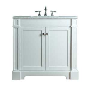 Stufurhome Seine 36 Inches White Single Sink Bathroom Vanity