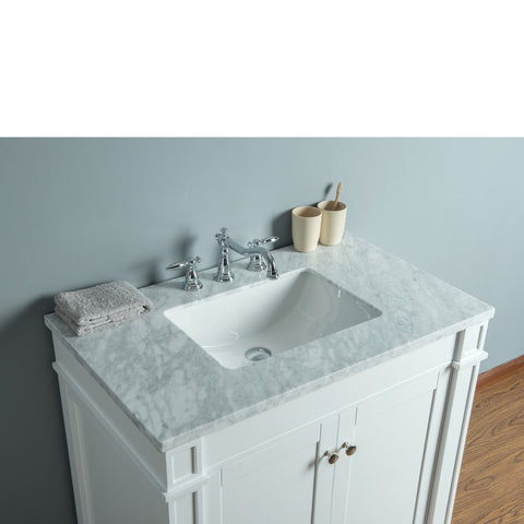 Stufurhome Seine 36 Inches White Single Sink Bathroom Vanity