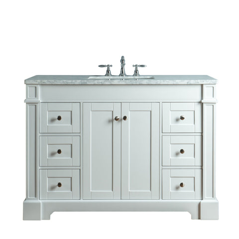 Stufurhome Seine 48 Inches White Single Sink Bathroom Vanity