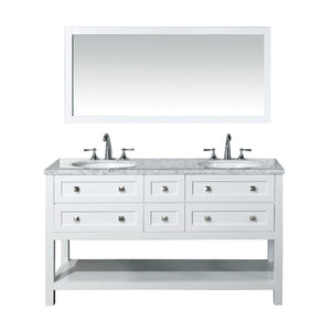 Stufurhome Marla 60 inch Double Sink Bathroom Vanity with Mirror