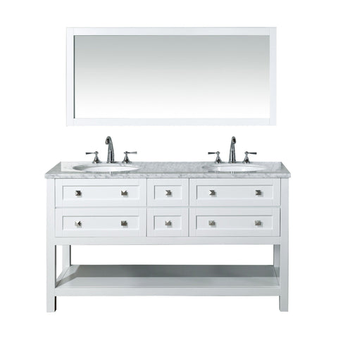 Stufurhome Marla 60 inch Double Sink Bathroom Vanity with Mirror