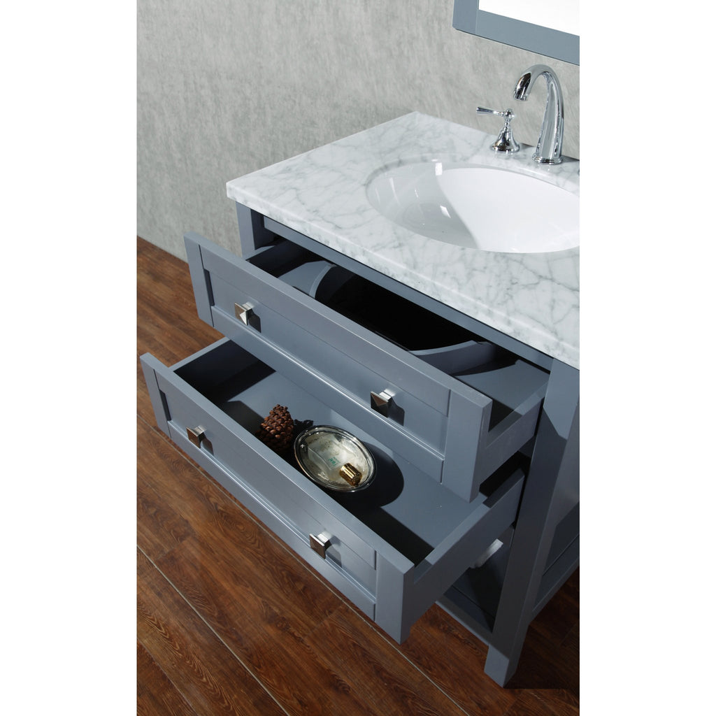 Stufurhome Marla 30 inch Single Sink Bathroom Vanity with Mirror in Grey