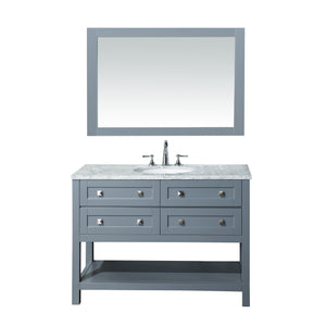 Stufurhome Marla 48 inch Single Sink Bathroom Vanity with Mirror in Grey