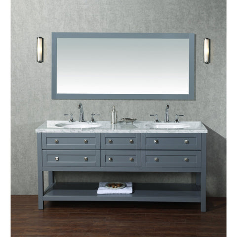 Stufurhome Marla 72 inch Double Sink Bathroom Vanity with Mirror in Grey
