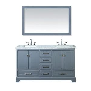 Stufurhome Newport Grey 60 inch Double Sink Bathroom Vanity with Mirror