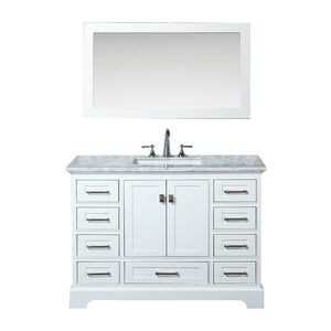 Stufurhome Newport White 48 inch Single Sink Bathroom Vanity with Mirror