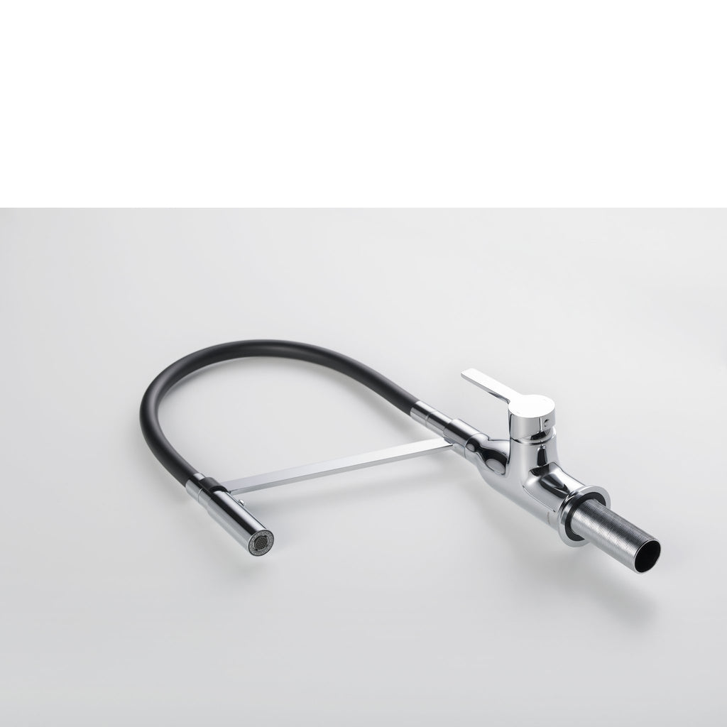 Stufurhome Vallant Kitchen Faucet w/ Spray Head Gooseneck Single Lever Mixer in Chrome