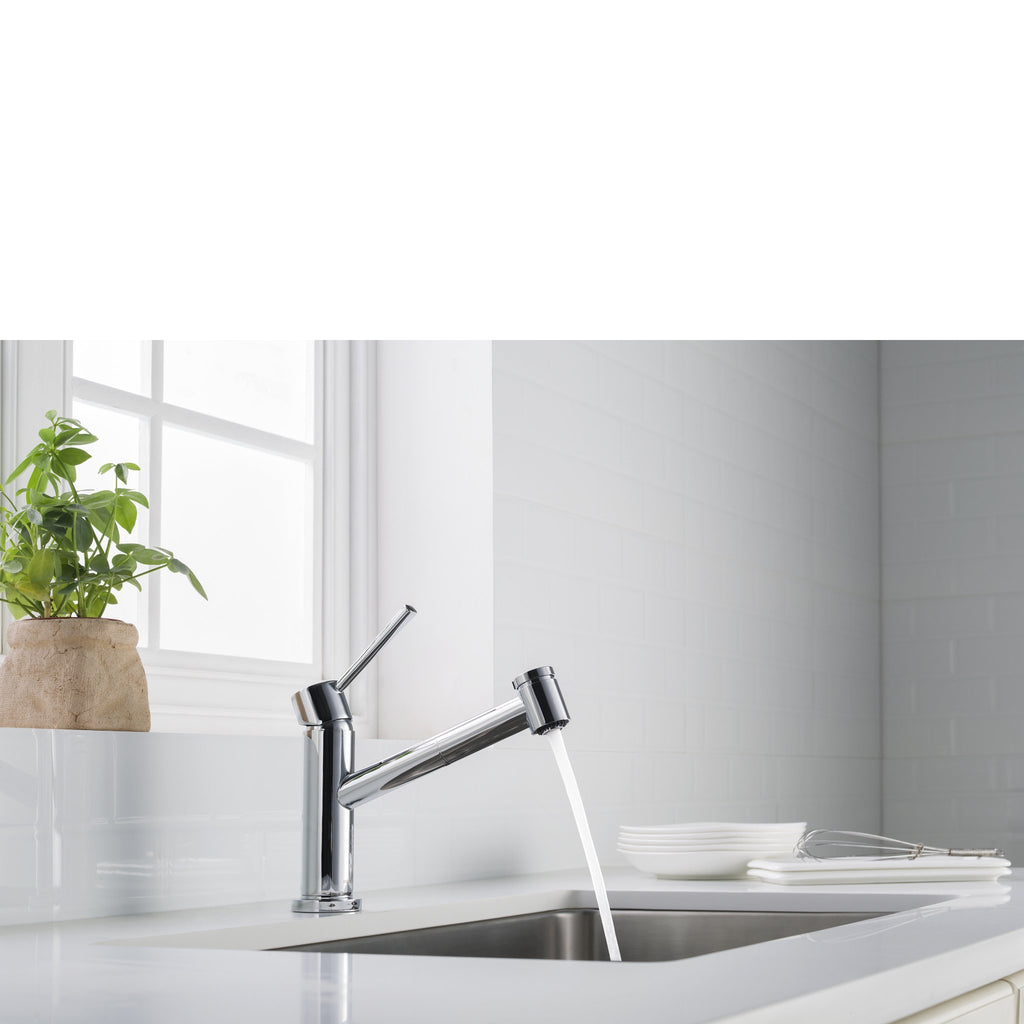 Stufurhome Metrolux Kitchen Faucet Set Chrome Single-Lever Mixer w/ Spray Head