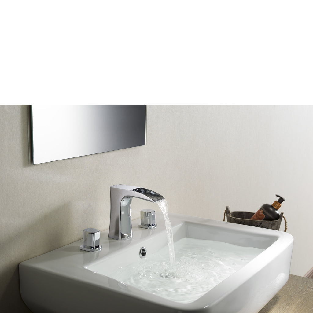 Stufurhome Cascade Bathroom Sink Faucet Set in Chrome